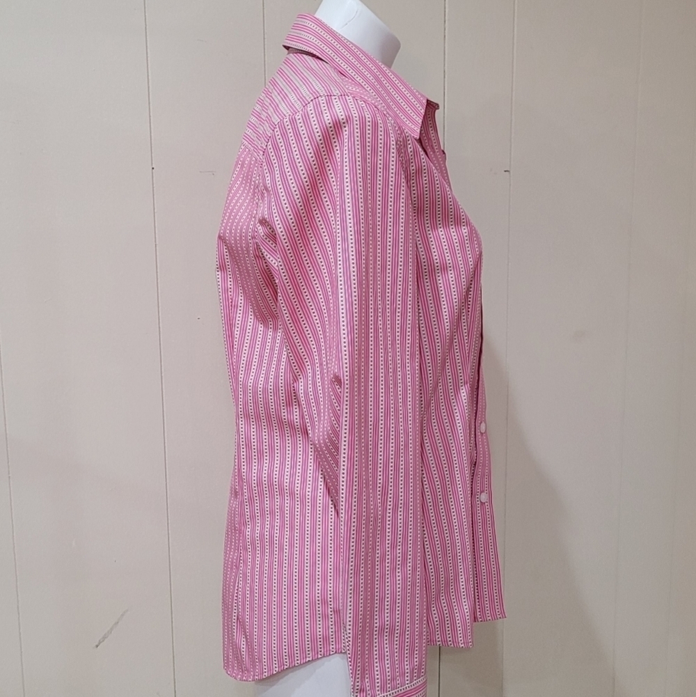 ORVIS Women's Sz10 Button-up Pink Striped Top Wrinkle Free Shirt Everyday Blouse - Picture 8 of 9